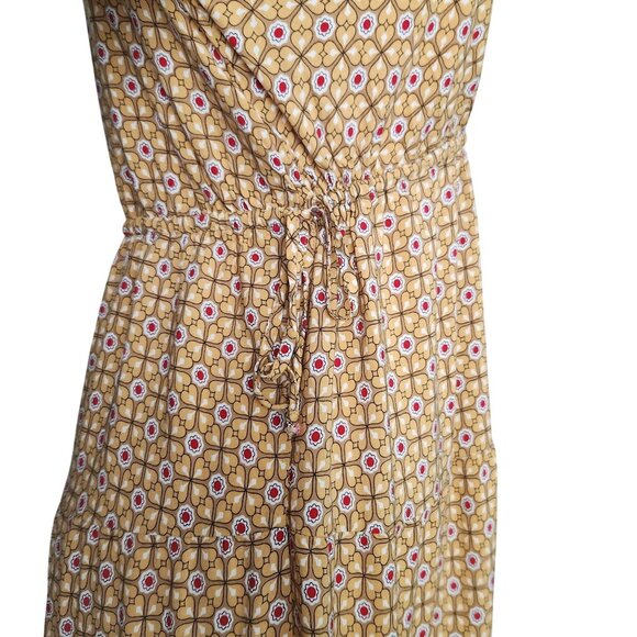 Max Studio Yellow 3/4 Sleeve Surplice Neck Midi Dress Womens M Boho Indie - Picture 4 of 9